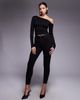 Good American Good American weightless sculpted off the shoulder long sleeve top in black - 3