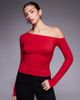 Good American Good American weightless sculpted off the shoulder long sleeve top in red - 1