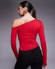Good American Good American weightless sculpted off the shoulder long sleeve top in red - 2