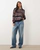 Good American Good American wool oversized button down rugby sweater in navy and burgundy stripes-Multi - 2