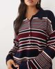 Good American Good American wool oversized button down rugby sweater in navy and burgundy stripes-Multi - 3