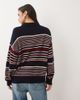 Good American Good American wool oversized button down rugby sweater in navy and burgundy stripes-Multi - 4