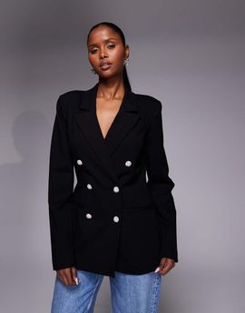 Good American Good American x ASOS ponte double breasted blazer in black