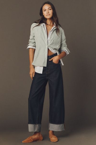 Good American Good Standard Low-Rise Baggy Cuffed Jeans