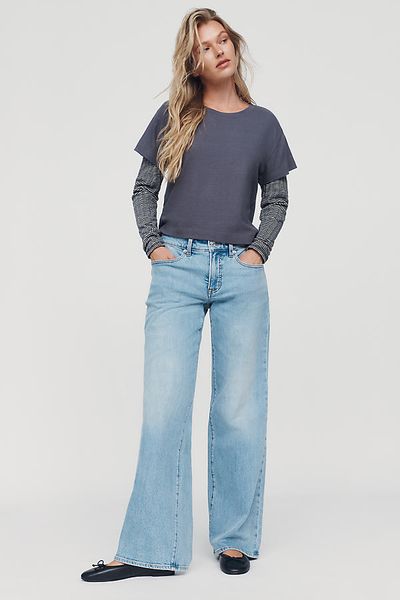Good American Low-Rise Loose Wide-Leg Jeans