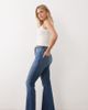 Good American Petite Good American Petite frayed hem flared jeans in mid blue wash - 1