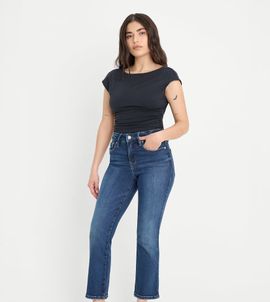 Good American Petite Good American Petite soft tech good straight leg jeans in mid blue wash