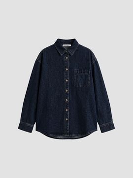 Good American Women's Cotton Denim Drop-Shoulder Shirt