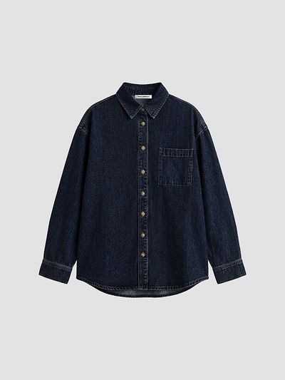 Good American Women's Cotton Denim Drop-Shoulder Shirt