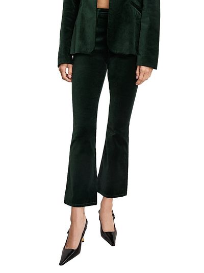 Good American Women's Good Stretch-Velvet High-Rise Kick-Flare Pants