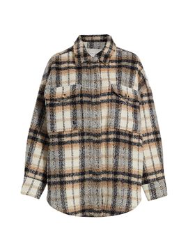 Good American Women's Plaid Oversized Shacket