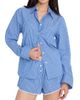 Good American Women's Striped Poplin Cotton-Blend Shirt - 5