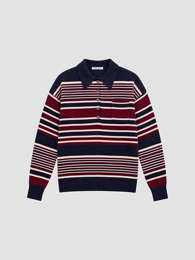 Good American Women's The Oversized Striped Rugby Sweater