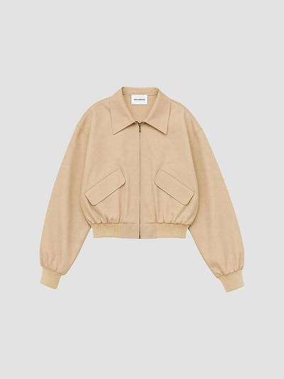 Good American Women's The Twill Cropped Bomber Jacket