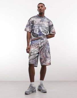 Good For Nothing Good For Nothing jersey shorts with all over city print - part of a set-Multi
