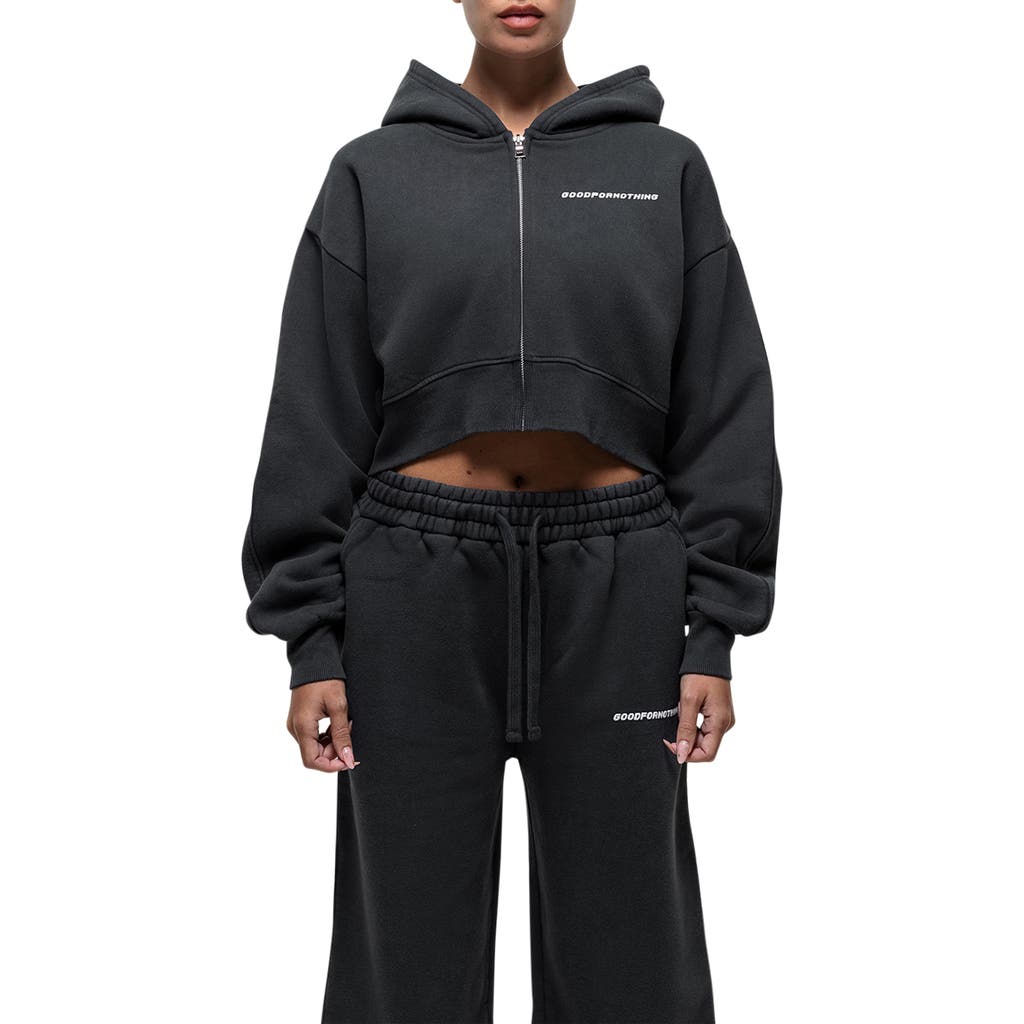 Good For Nothing Good For Nothing Vintage Black Crop Zip Hoodie 