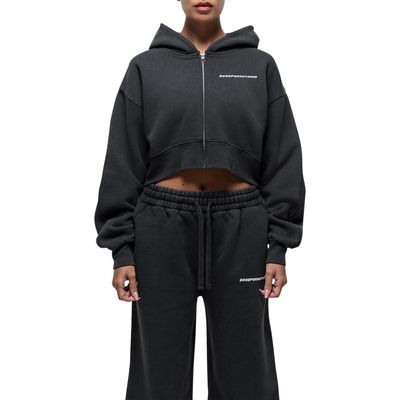 Good For Nothing Good For Nothing Vintage Black Crop Zip Hoodie 