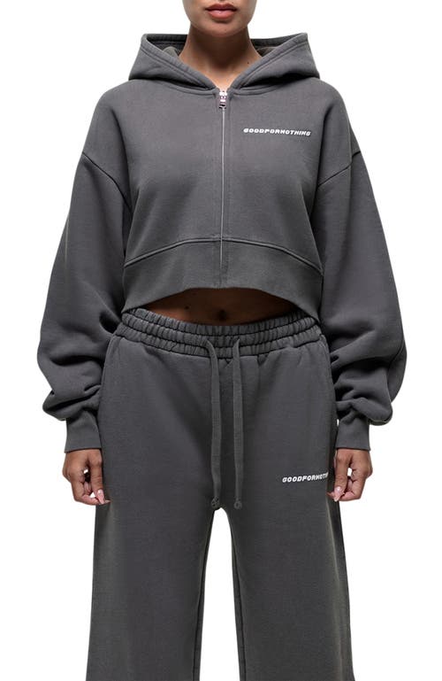 Good For Nothing Good For Nothing Vintage Grey Crop Zip Hoodie 