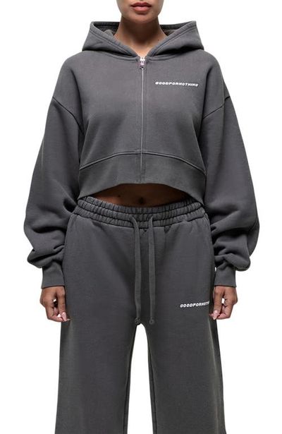 Good For Nothing Good For Nothing Vintage Grey Crop Zip Hoodie 