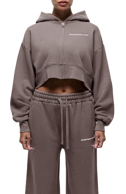 Good For Nothing Good For Nothing Vintage Taupe Crop Zip Hoodie