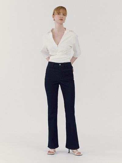 GOODDEN Office Boots Cut Jeans - Dark Blue