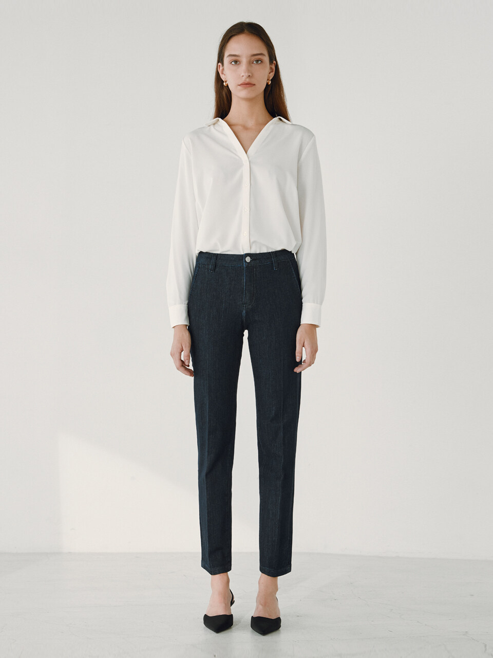 GOODDEN Office Slim Straight Dark Blue Jean