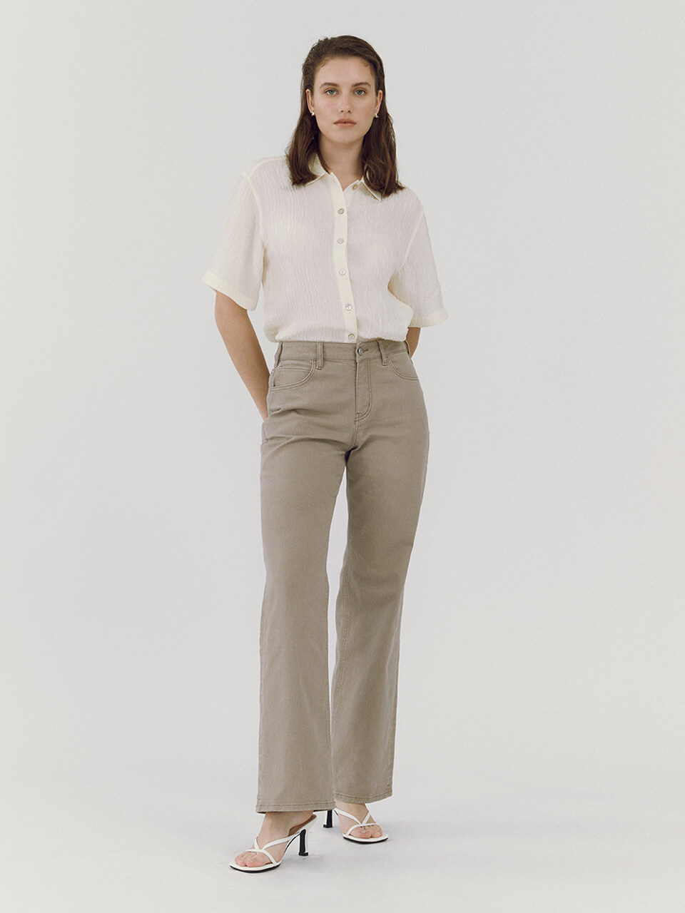 GOODDEN Wide Semi Jeans - Beige