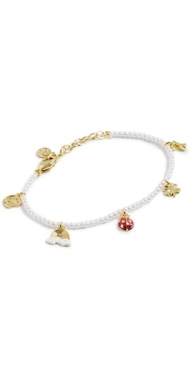 Gorjana Gorjana Lucky Mini Charm Bracelet Pearl One