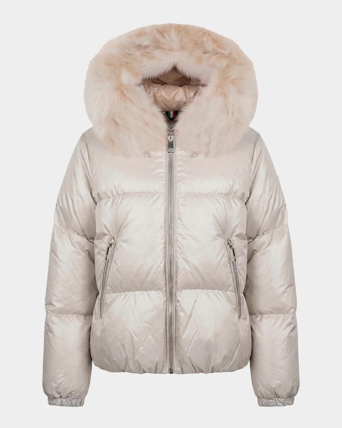 Gorski Apres-Ski Horizontal Jacket with Detachable Shearling Trim