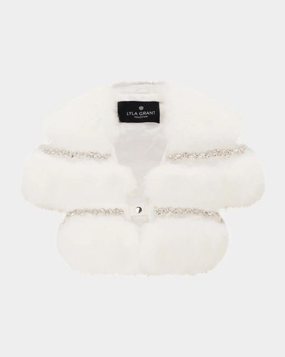 Lyla Grant Faux-Fur Fox Rhinestoned Bolero With Short Sleeves
