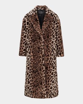 Lyla Grant Faux-Fur Sheared Mink Animalier-Print Coat