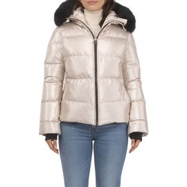 GORSKI GORSKI Apres-Ski Short Bomber Jacket with Detachable Genuine Shearling Hood Trim