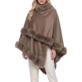 GORSKI GORSKI Cashmere Cape with Genuine Shearling Trim