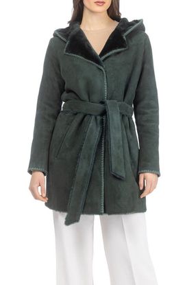 GORSKI GORSKI Genuine Shearling Belted Parka with Embroidered Trim