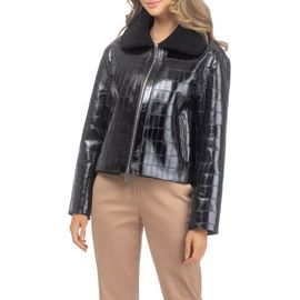 GORSKI GORSKI Genuine Shearling Croco Embossed Zip Jacket
