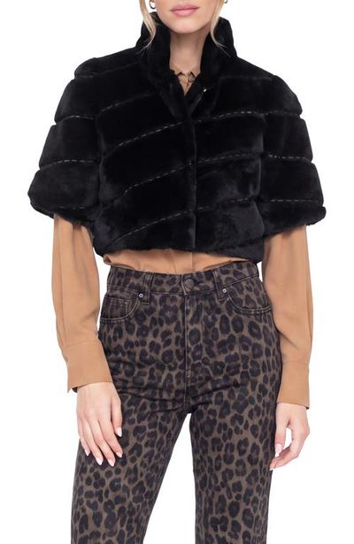GORSKI GORSKI Genuine Shearling Diagonal Bolero With Cropped Sleeves