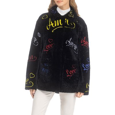 GORSKI GORSKI Genuine Shearling Embroidered "love" Jacket