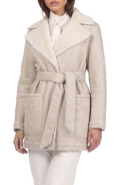 GORSKI GORSKI Genuine Shearling Jacket with Embroidery, Belt