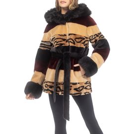 GORSKI GORSKI Genuine Shearling Parka with Genuine Shearling Hood Trim & Cuffs, Belt