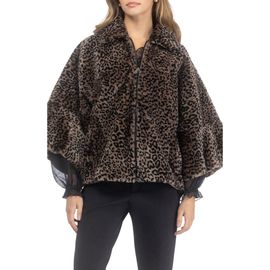 GORSKI GORSKI Genuine Shearling Printed Zip Jacket, Cropped Sleeves