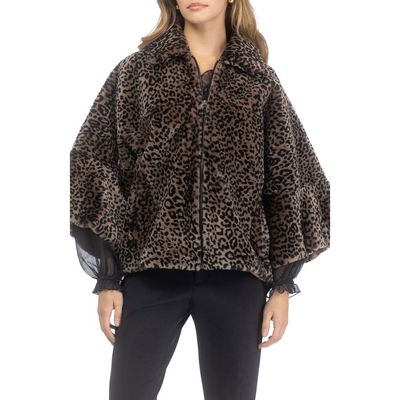GORSKI GORSKI Genuine Shearling Printed Zip Jacket, Cropped Sleeves