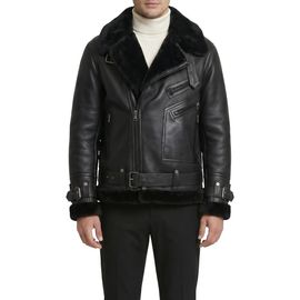 GORSKI GORSKI Men's Genuine Shearling Moto Zip Jacket