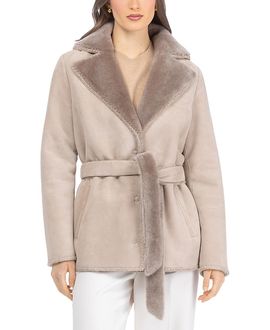 Gorski Gorski Merino Shearling Lamb Jacket with Whipstitch Trim and Belt