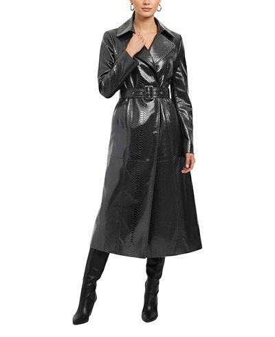 Gorski Gorski Metis Suede Pythn Printed Belted Trench Coat