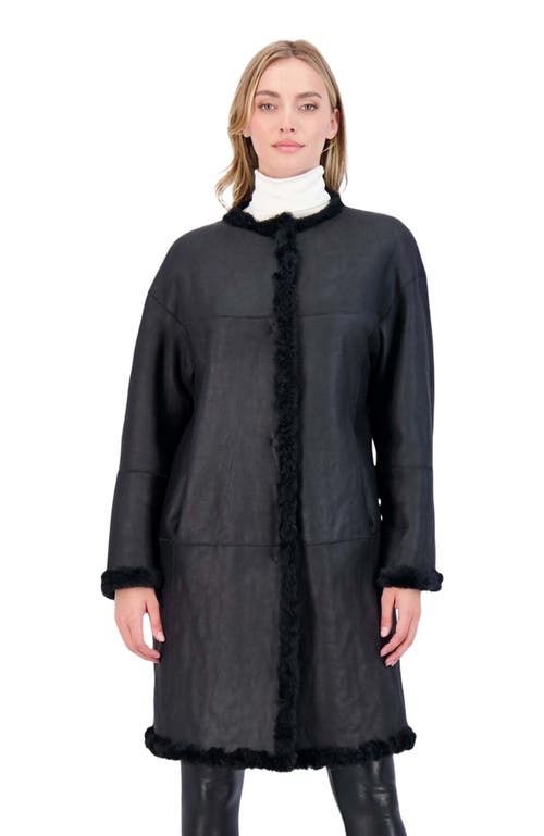 GORSKI GORSKI Reversible Collarless Genuine Shearling Short Coat