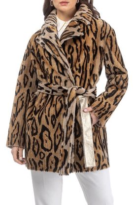 GORSKI GORSKI Reversible Select Grooved Genuine Shearling Coat, Belt
