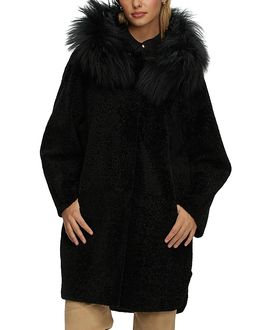 Gorski Gorski Reversible Shearling Lamb Stroller with Select Mongolian Lamb Hood Trim