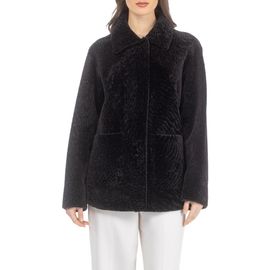 GORSKI GORSKI Reversible Textured Genuine Shearling Jacket, Patch Pockets