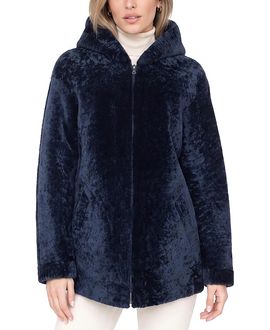 Gorski Gorski Textured Reversible Shearling Lamb Zip Parka