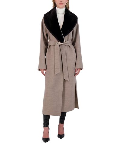 Gorski Gorski Wool Coat with Detachable Shearling Lamb Collar